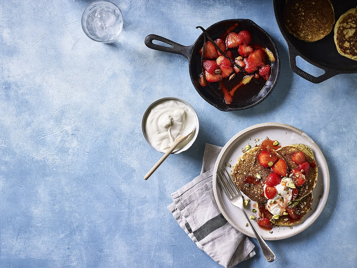 GLUTEN-FREE PORRIDGE, SEED AND PISTACHIO PANCAKES WITH VANILLA-CARDAMOM STRAWBERRIES-1.jpg