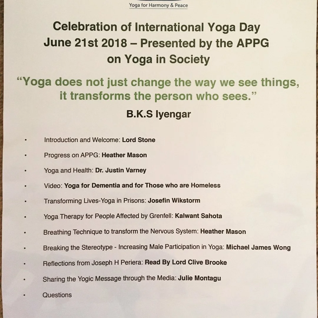 Feeling inspired after spending the afternoon @the.house.of.lords listening to inspirational people speak about integrating yoga in society. Heather Mason @the_minded_institute and her colleagues continue their hard work to join communities together 