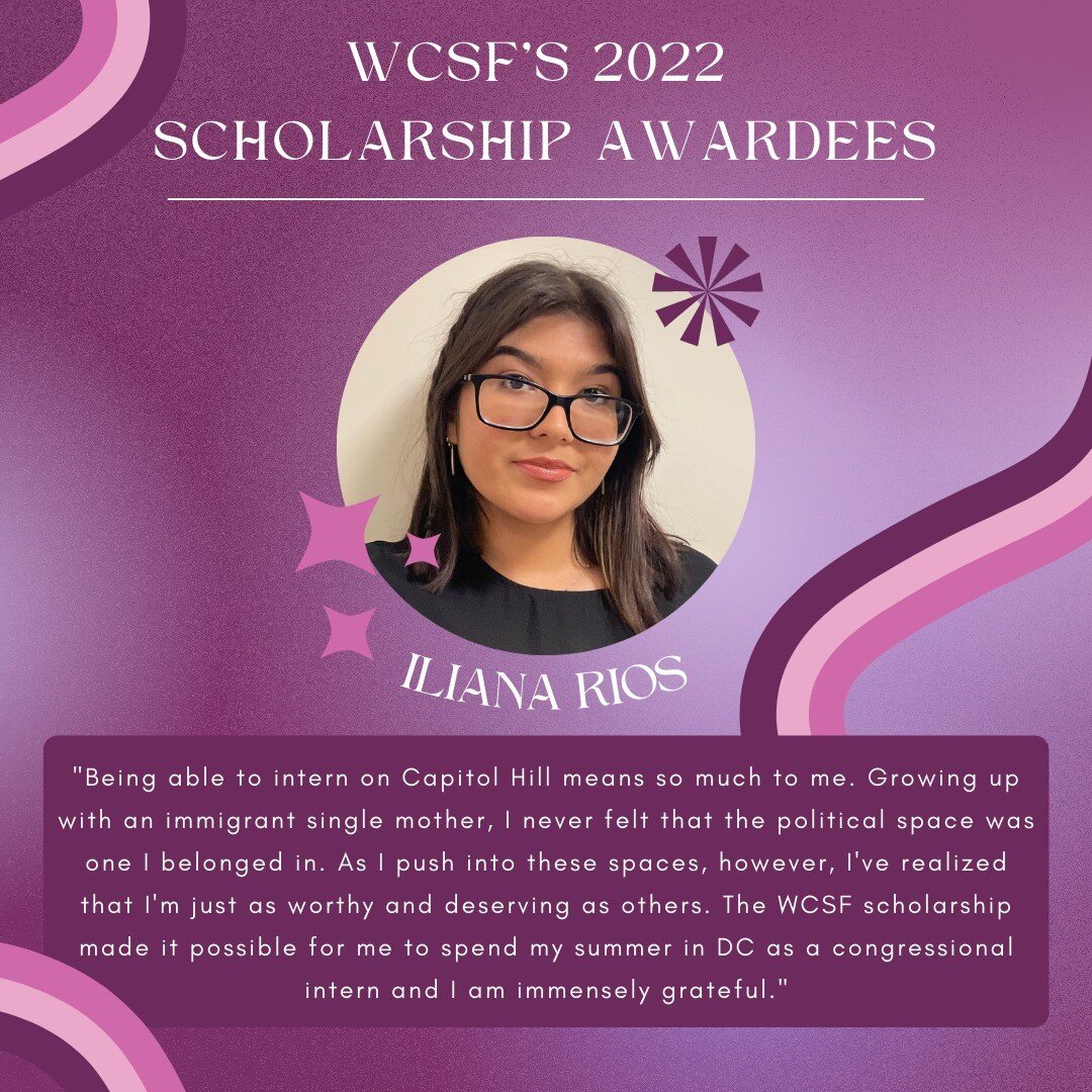 A warm welcome to another member of the 2022 class of WCSF Scholarship Awardees, @ilianarioss! Iliana has been interning in DC this summer for her fellow &quot;Nevadan&quot; @senjackyrosen. Iliana is at the moment receiving her B.A. in Political Scie