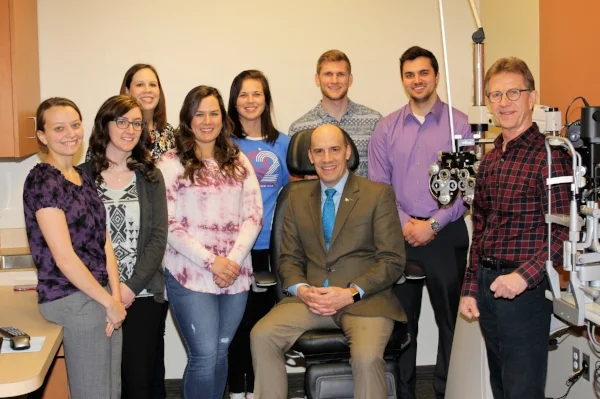 Recipients of first-year optometry scholarship with MCO Dean, Dr. David Damari and MFVA Past President, Michael Becker.