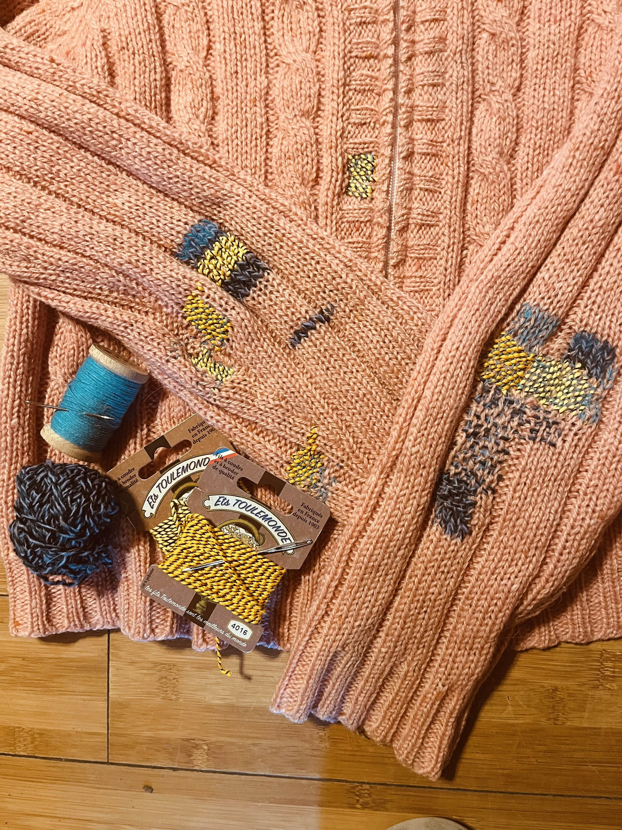 Pink cardigan darns.jpg