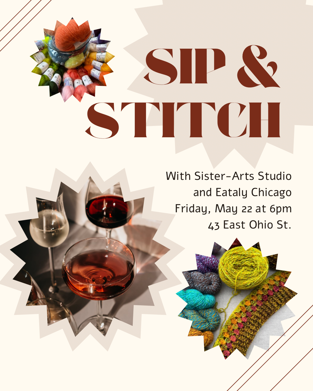 Stitch & Sip Wine Tasting at Eataly Chicago