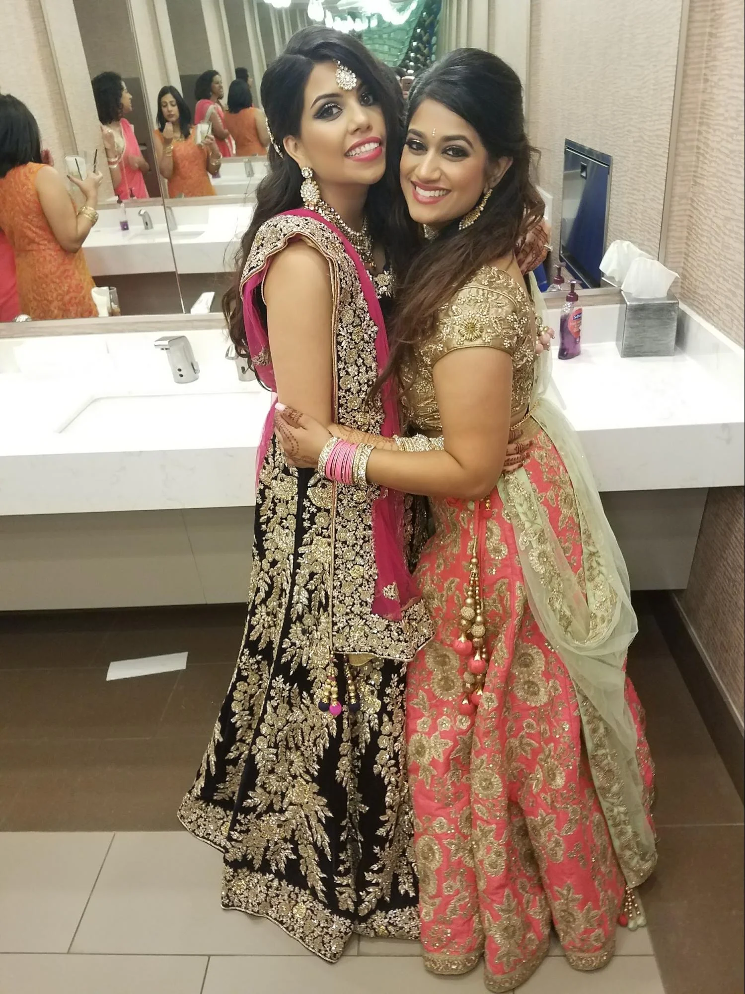  Jaya and I had a classic bathroom pic (note Gold blouse) 