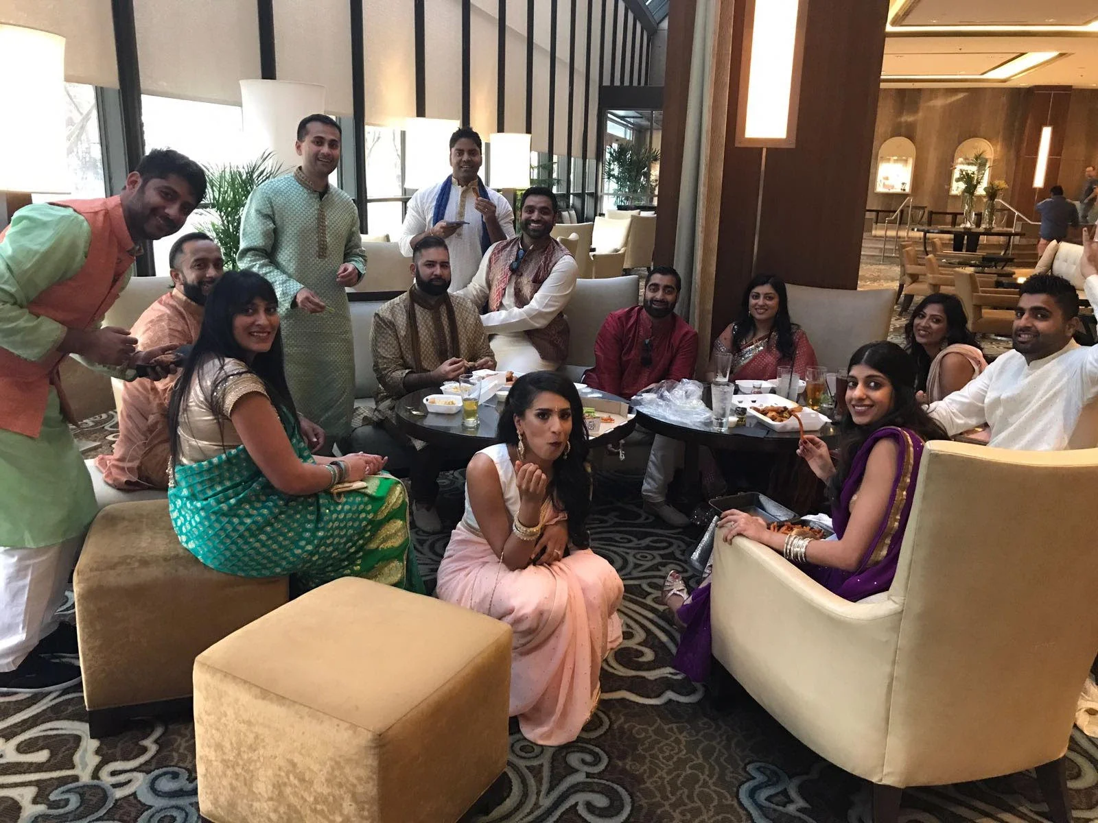  This was RIGHT after the ceremony where Survam, standard Survam move, got like 50 or 100 chicken wings and they ate them in the lobby, so I ran by and snuck a few in with the cuties then ran back 