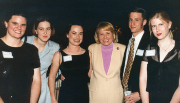 New York syndicated columnist Liz Smith poses with the Foundation’s scholarship recipients.