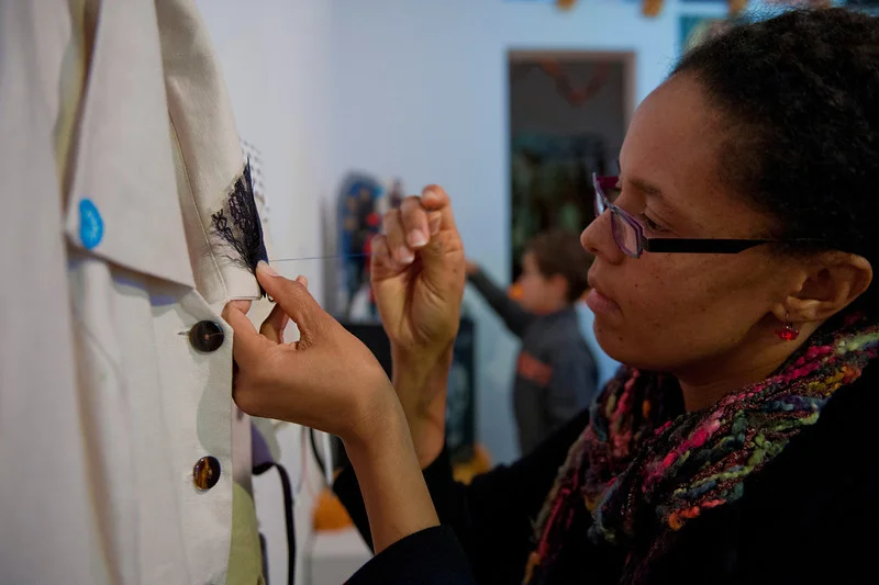 Participant altering the dress