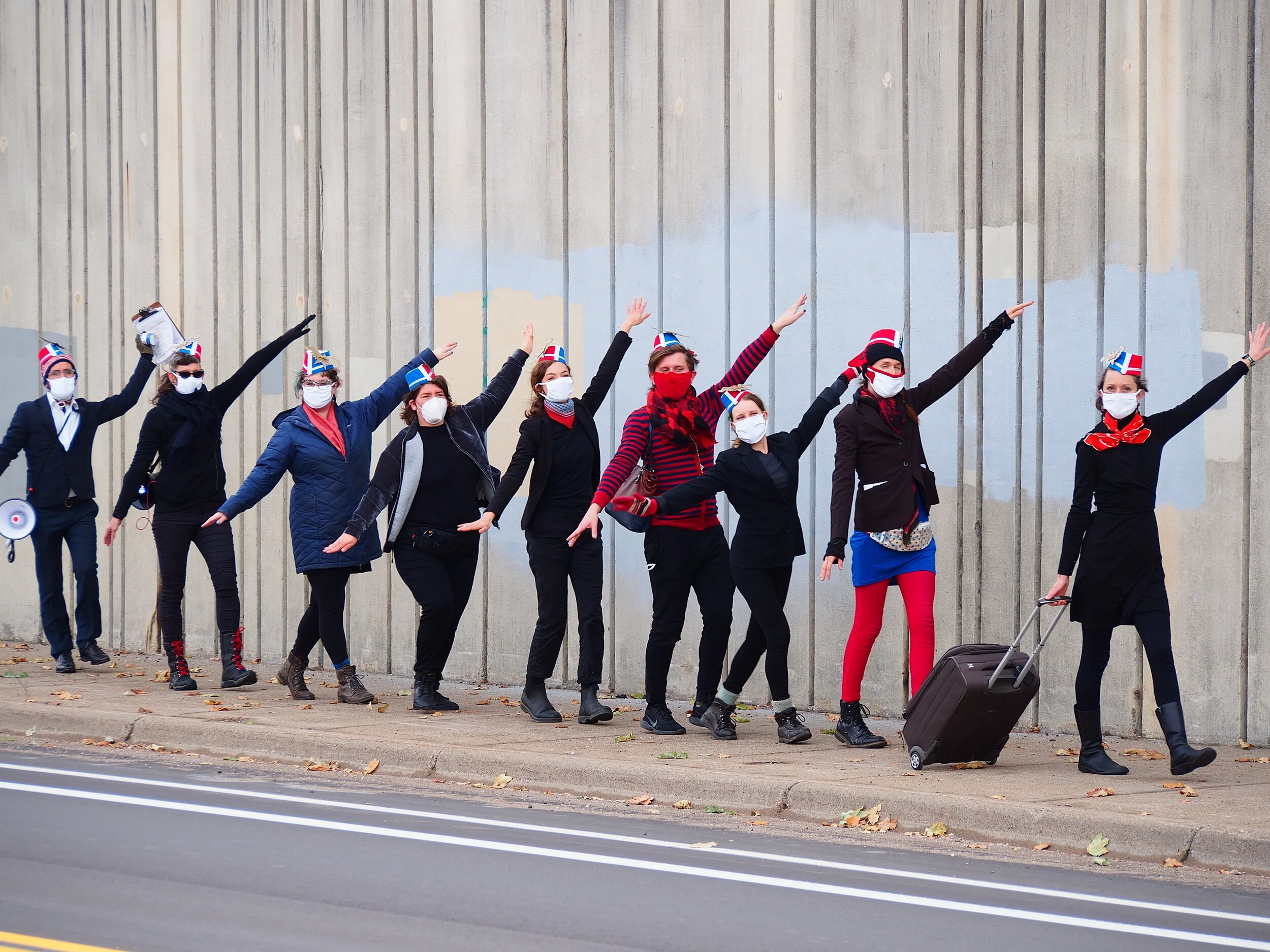 The Air Hostesses fly from one voting center to another on a windy pre-voting day, Minneapolis, 2020