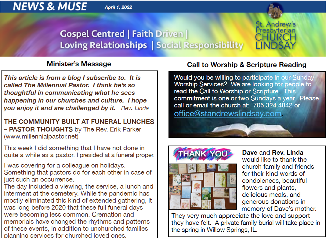 April 1, 2022 Newsletter