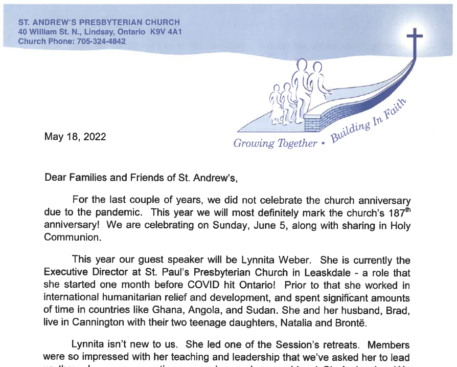 2022 Anniversary Letter