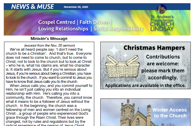 November 25, 2022 Newsletter