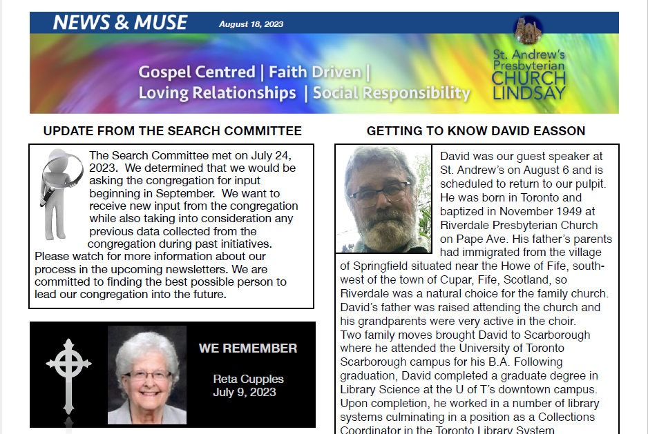 August 18, 2023 Newsletter