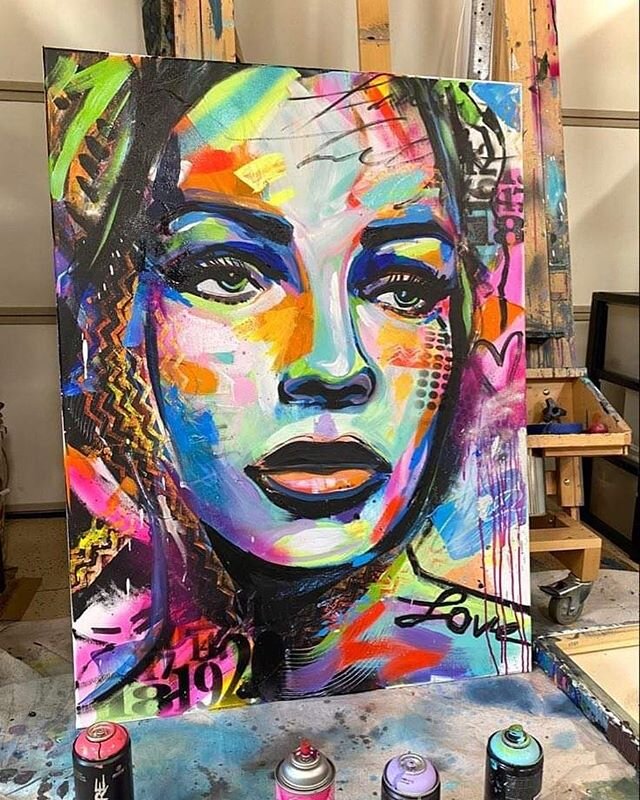 Original mixed media painting on canvas. Artist @artistsarahrasul 
For Sale- Direct message for purchasing info 
#art #portrait #painting #colorful #interiordesign #pop #popart #artwork #graffiti #decor #color #contemporaryart #face #artgallery #gall