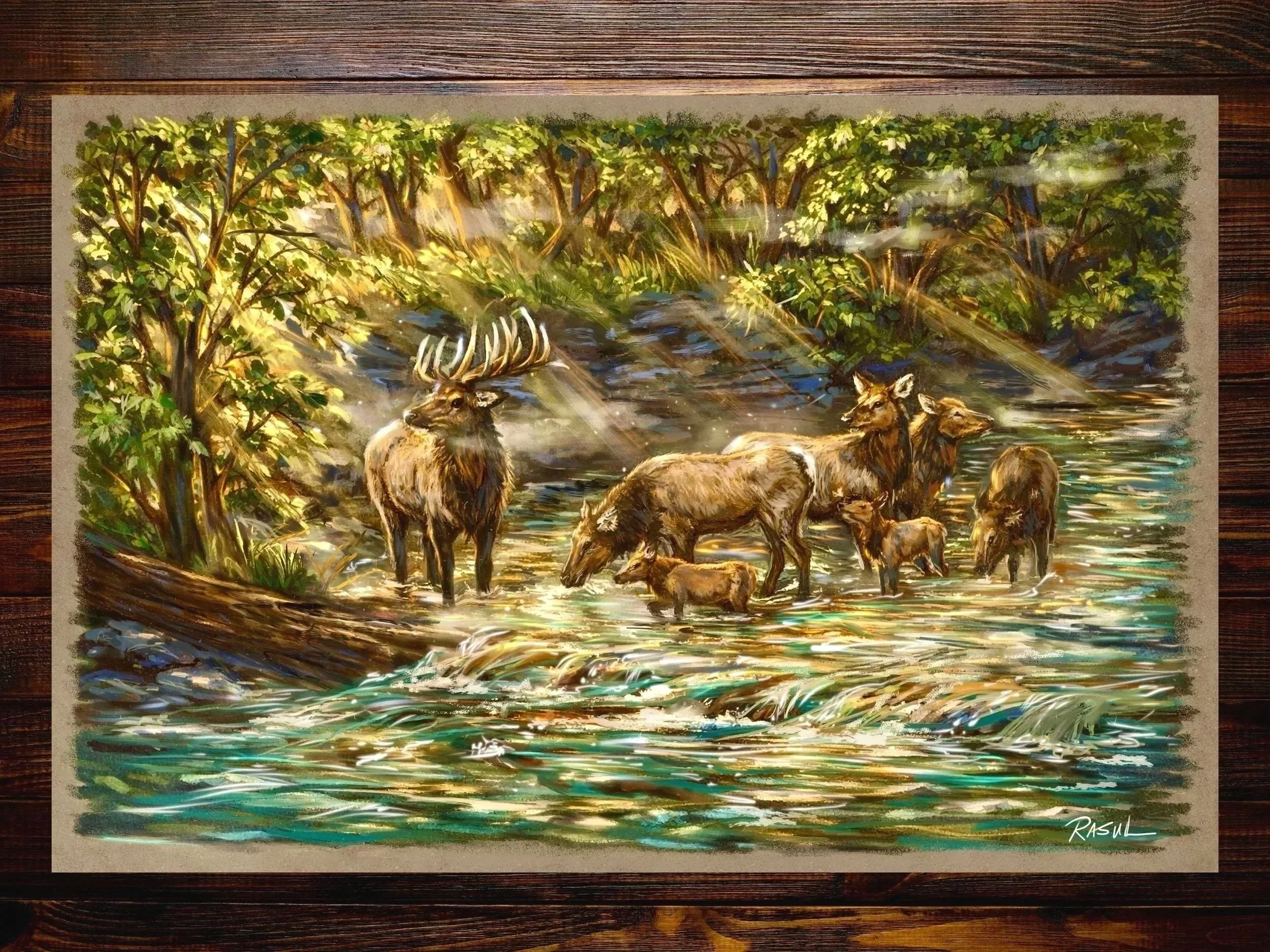 The Elk Of Boxley Valley - Print by Artist Sarah Rasul