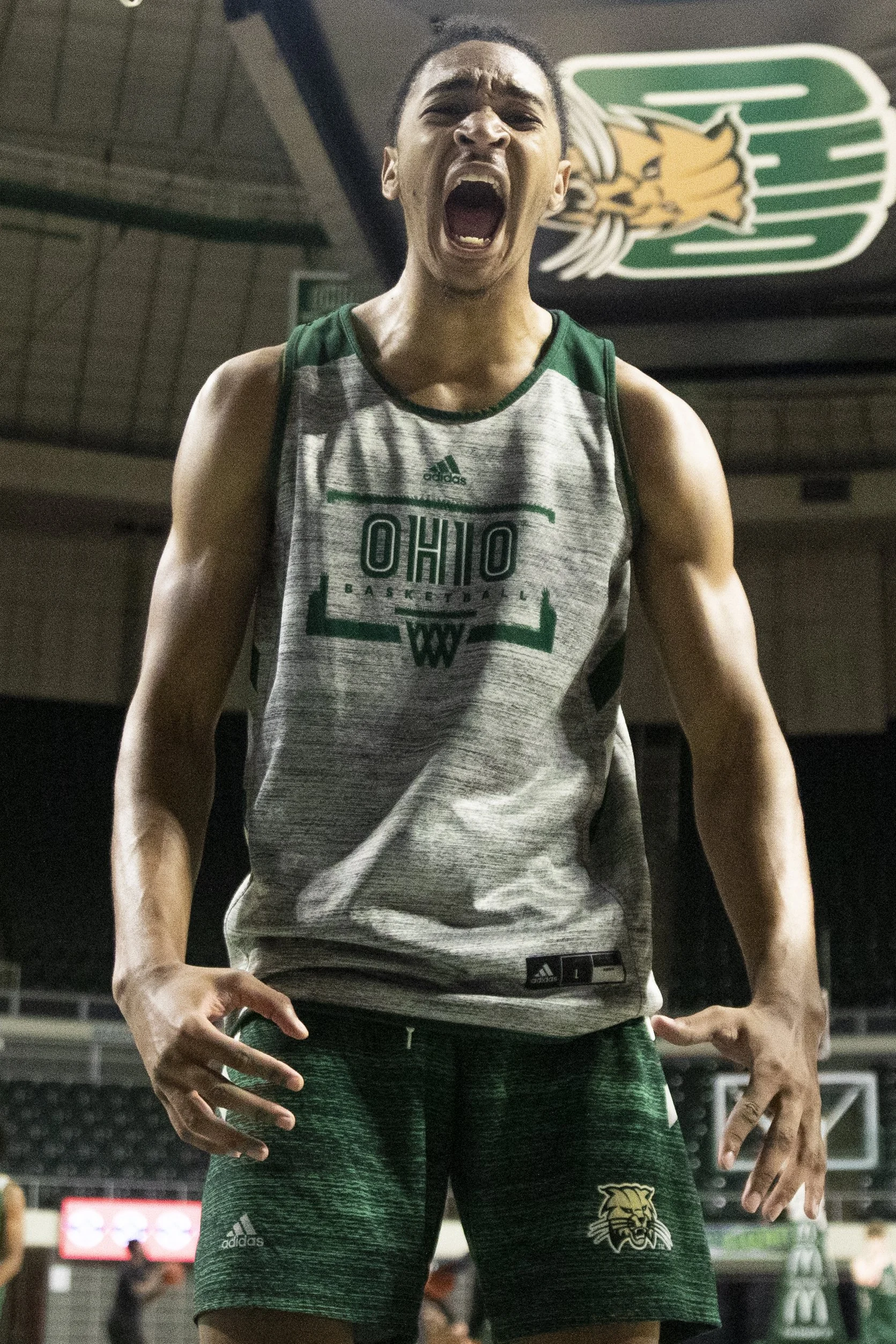  Sam Towns (11) reacts after an alley-oop dunk in practice. As a part of the “bench-mob,” Towns is one of the more vocal members on the team, bringing a must needed boost of energy at times when the team falls flat 
