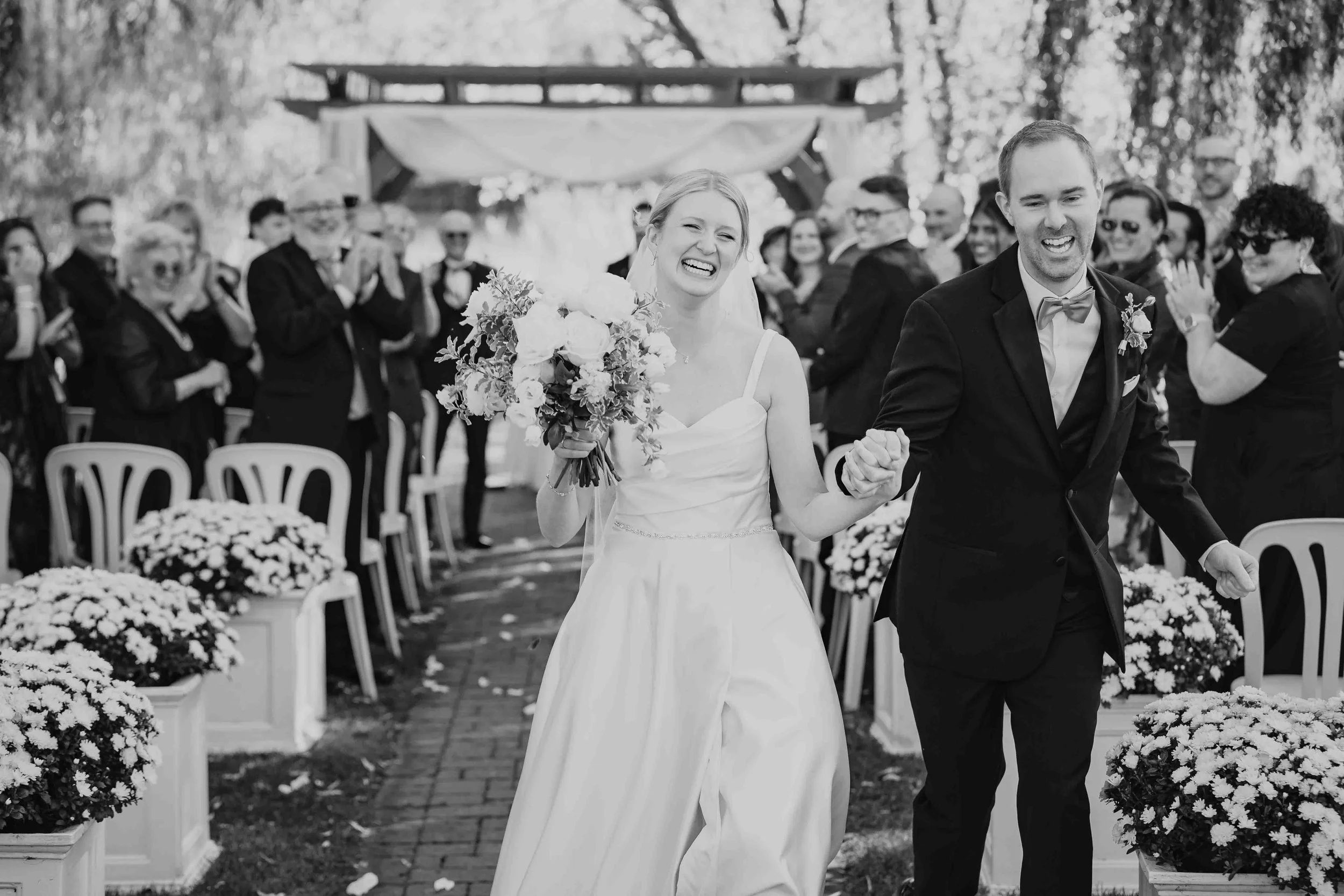 Summer Wedding at Auberge des Gallant | Bride &amp; Groom Walking down the Aisle