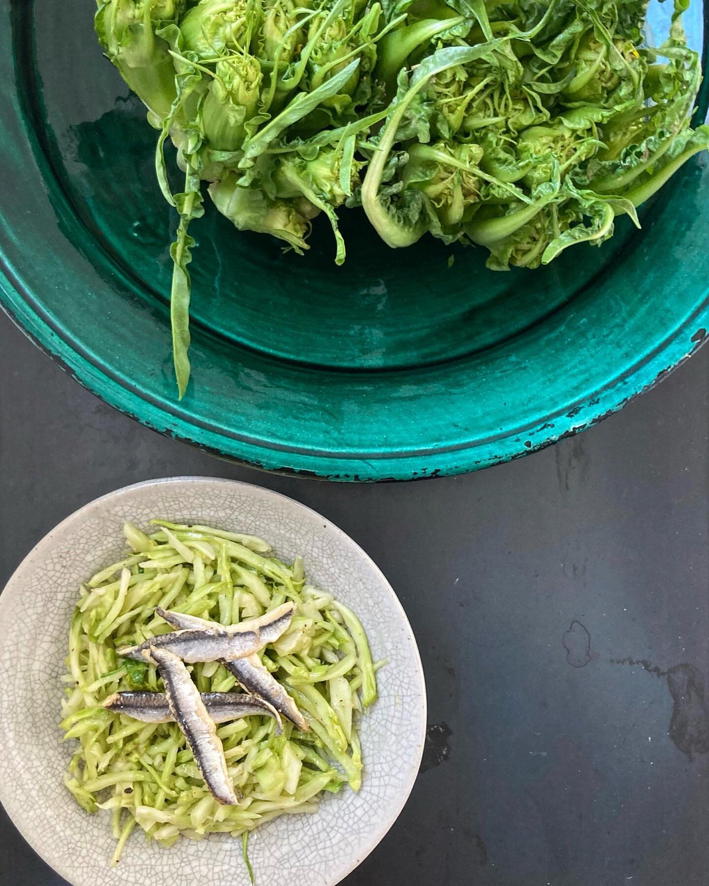 The upside of a cold wet California winter &hellip; Puntarelle into March &hellip; and an instant trip to Rome thanks to @freshrunfarm @cotogna_sf and @molinaridelicatessen 

#puntarelle 
#cucinaromana