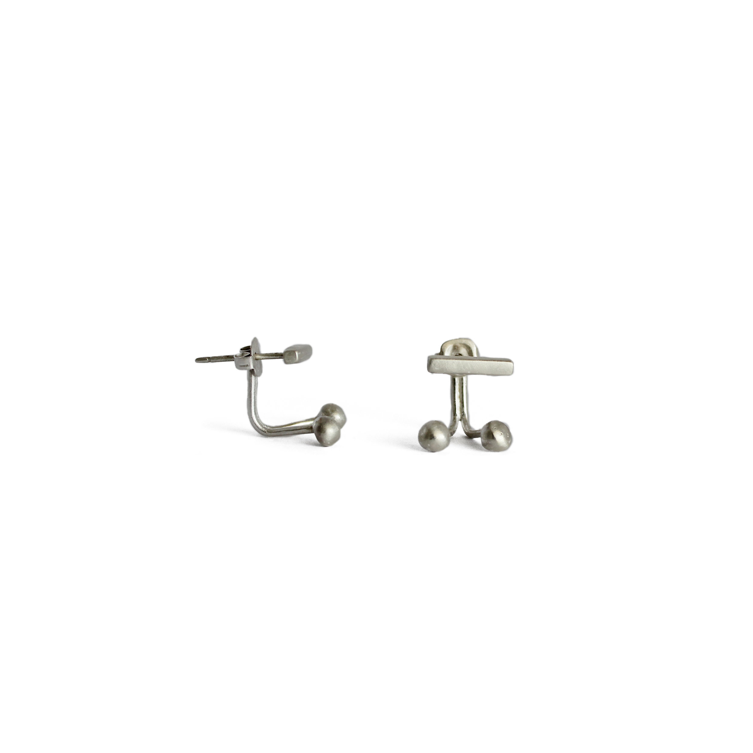 TWELVE Silver Front Back Studs