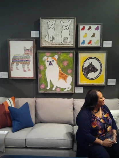 Mitchell Gold + Bob Williams Atlanta showroom. I absolutely love EVERYTHING in that store but these dog images absolutely make me swoooon. And (bonus) on the sofa is sitting the mother of Dayka Robinson and, after speaking with her, discovered she worked at my junior high in Fresno, California. I can tell you that in Atlanta, Georgia, this type of connection NEVER happens. Lovely lady, lovely photo gallery!