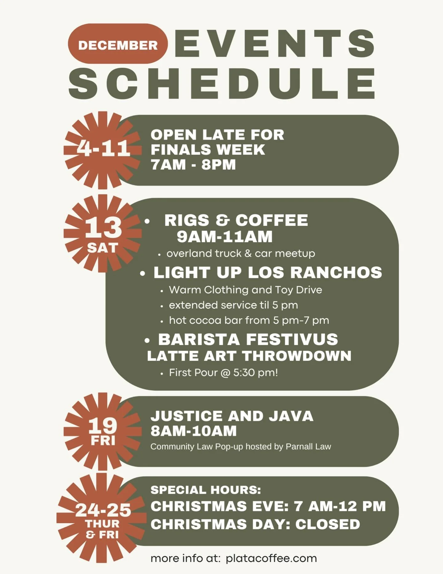 How is it already December?! Time flies when you&rsquo;re having a good time! We&rsquo;ve got lots of fun stuff goin on this month. What are you looking forward to? 
.
.
.
#abq #burque #505 #abqfoodies #abqcoffee #losranchosdealbuquerque #albuquerque