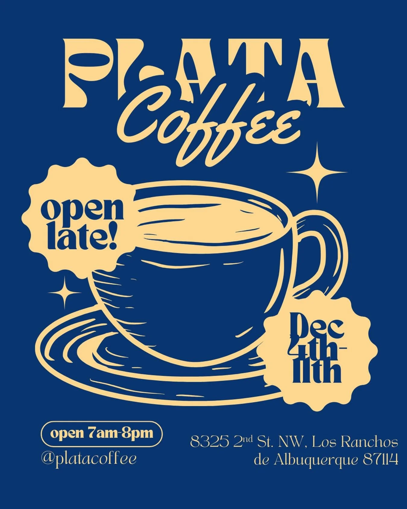 Got some studying or extra work to do before the holidays? We&rsquo;ve got you covered! December 4th-11th we&rsquo;ll be open till 8pm to make sure you can end the semester in top! 
.
.
#abq #abqnm #abqcoffee #unm #505 #burque #losranchosdealbuquerqu