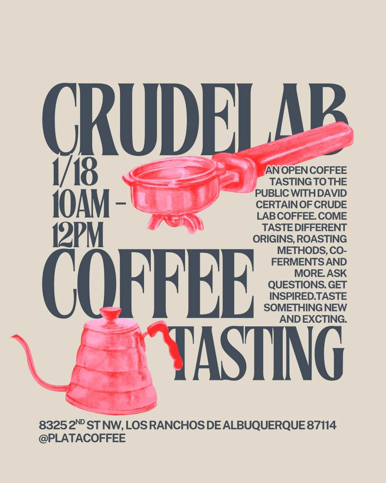 THIS SUNDAY from 10-12! He&rsquo;s back again for another delicious coffee tasting! David Certain of @crudelab.coffee is going to be sharing cups and dropping knowledge on some delicious brews. Bring a pal and enjoy some of the most beautiful coffee 