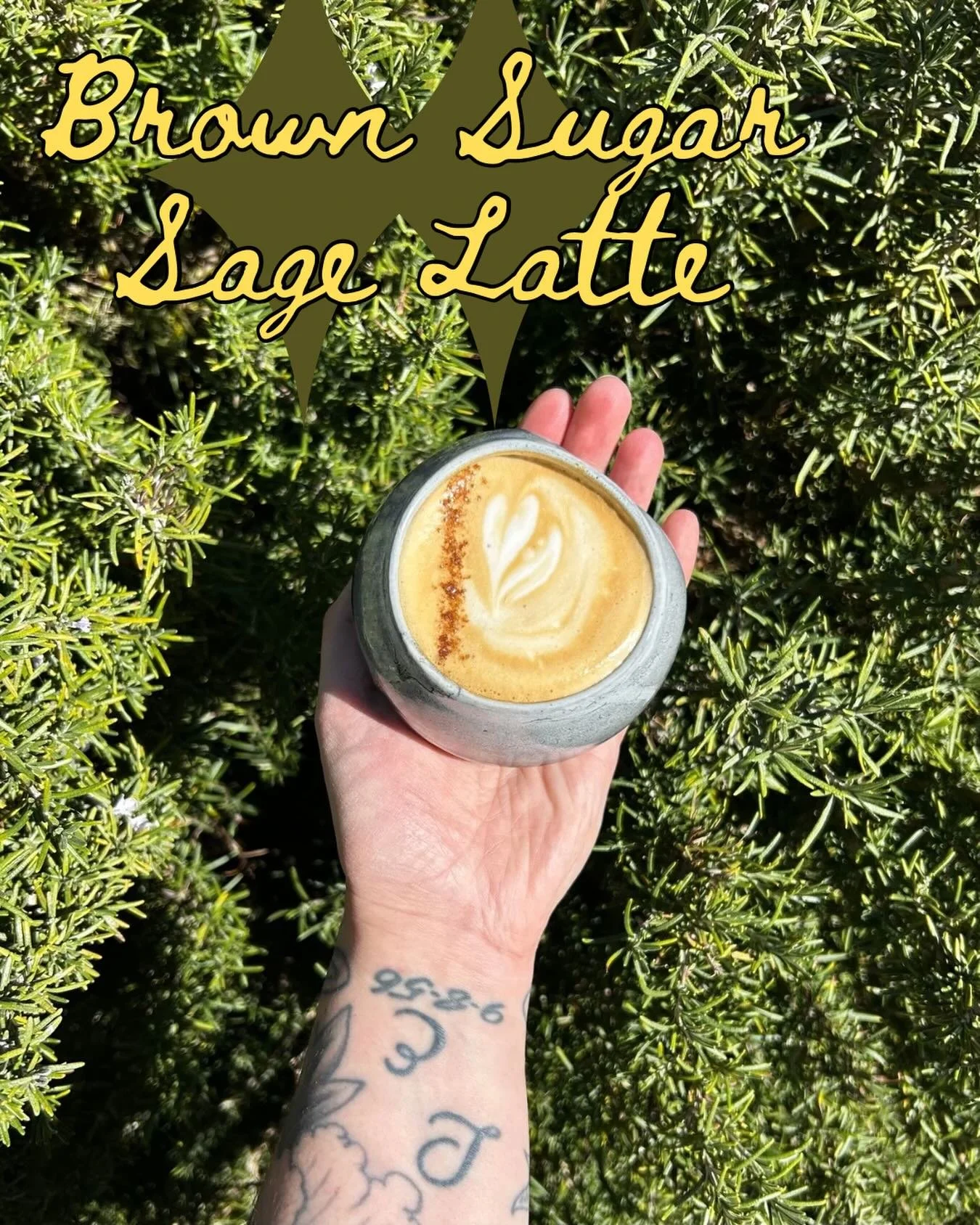 🌱The Brown Sugar Sage Latte🌱
Luxurious brown sugar and a hint of sage mixed with a double shot of espresso and the milk of your choice. Served hot or iced and iris the perfect cup of coffee for a sunny afternoon. 
.
.
#fyp #abq #abqcoffee #coffee #