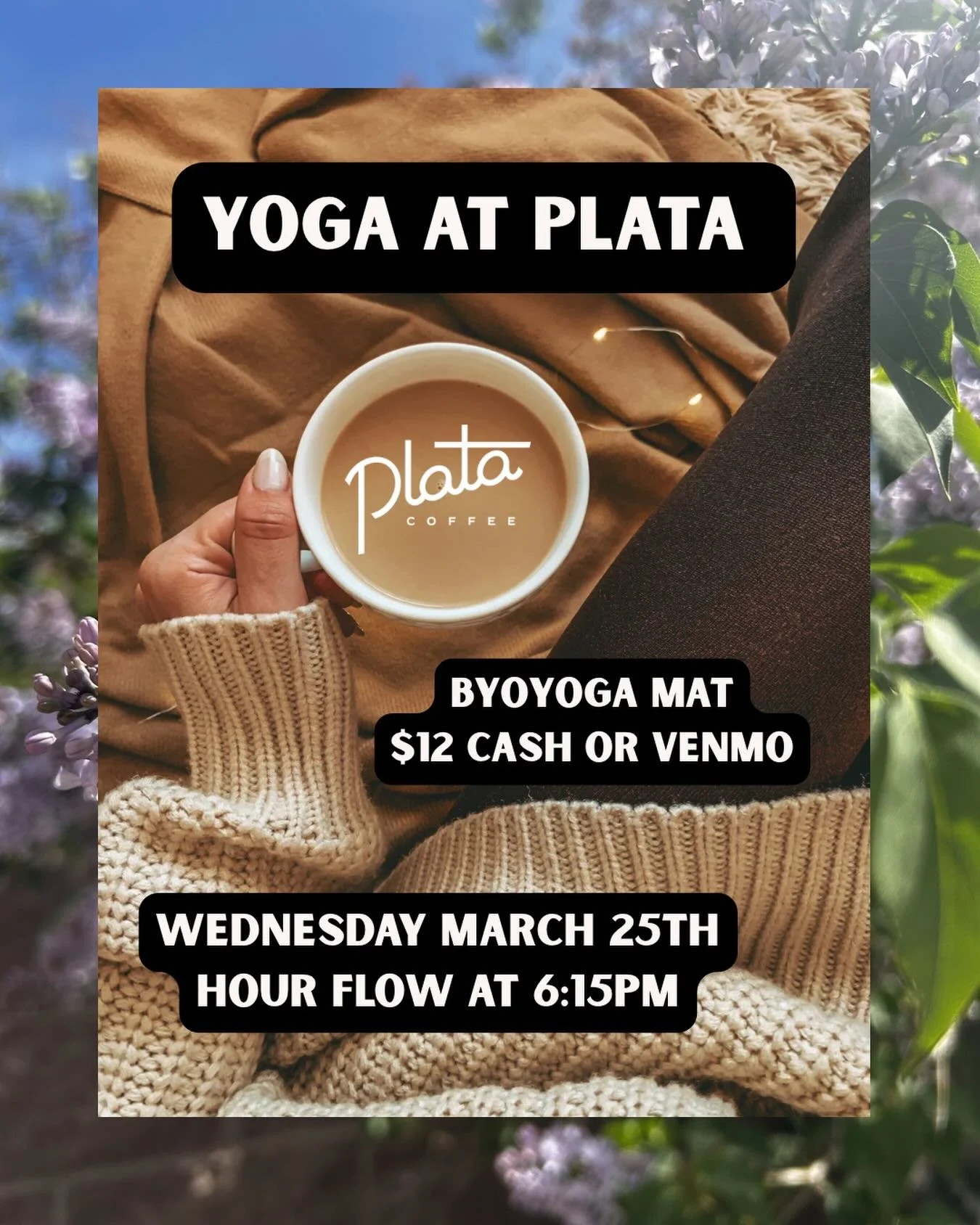 Join us this Wednesday (3/25) at 6:15pm for another great yoga session with Ruth! Bring a pal and your yoga mat for some much needed moments of mindfulness and community. See you soon 🌸
.
.
#abq #yoga #coffee #abqcoffee #burque
