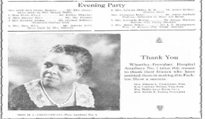 Minnie Crosswait, President Wheatley Provident Auxilary #1