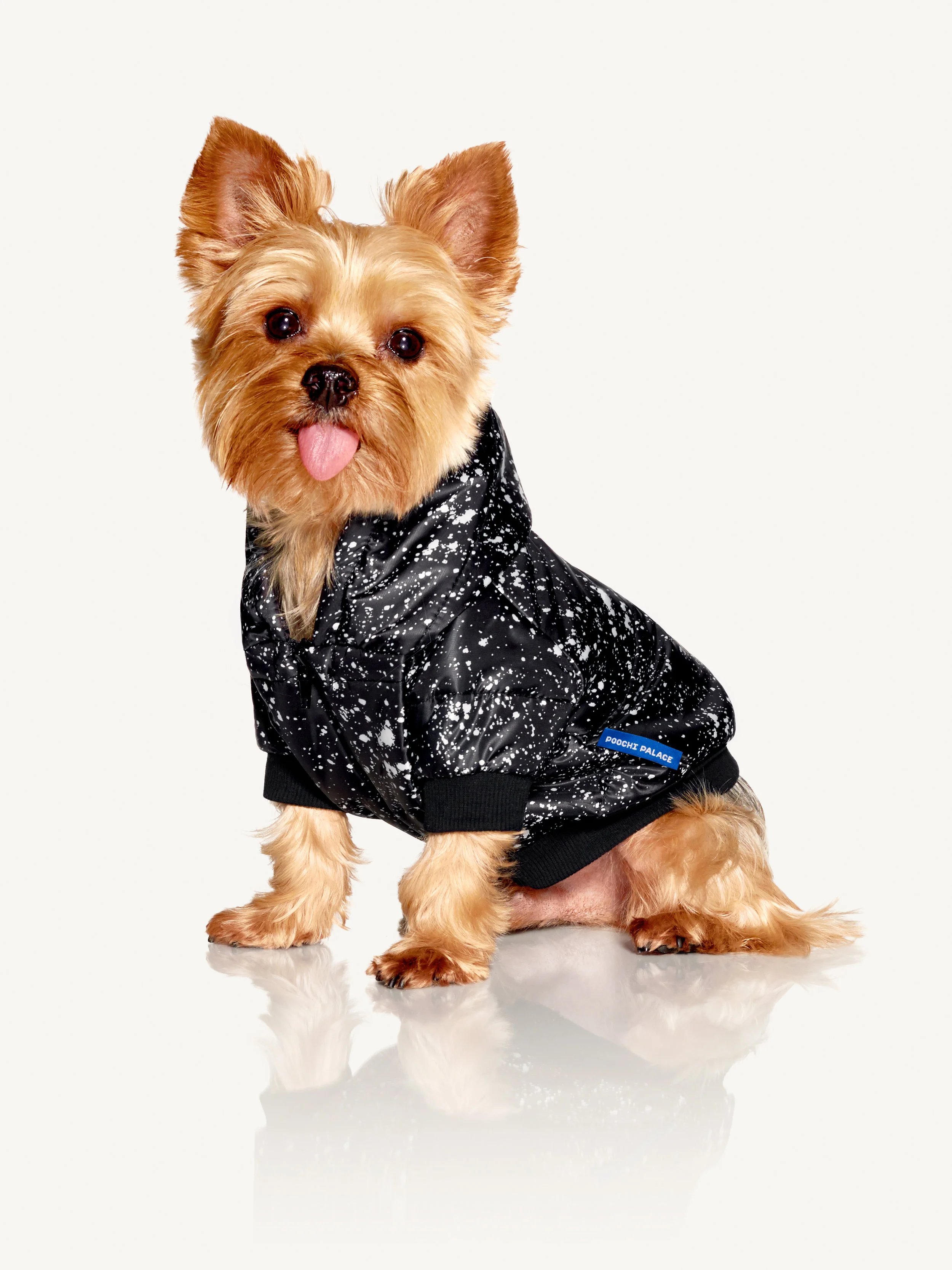 Black Paint Splatter Puffer Jacket