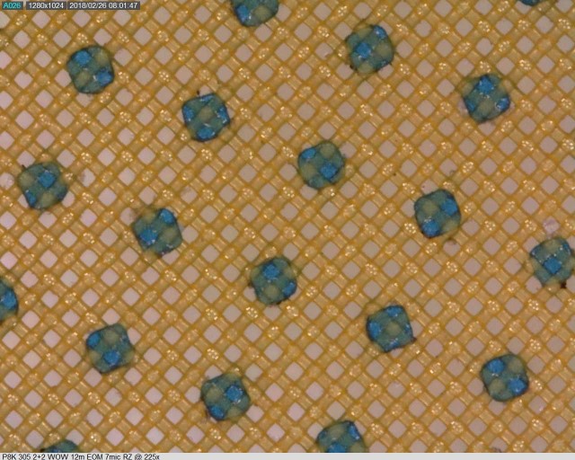 Alkemi Plus 8000 dual cure emulsion shown. Image is 200x magnification of halftone dots.