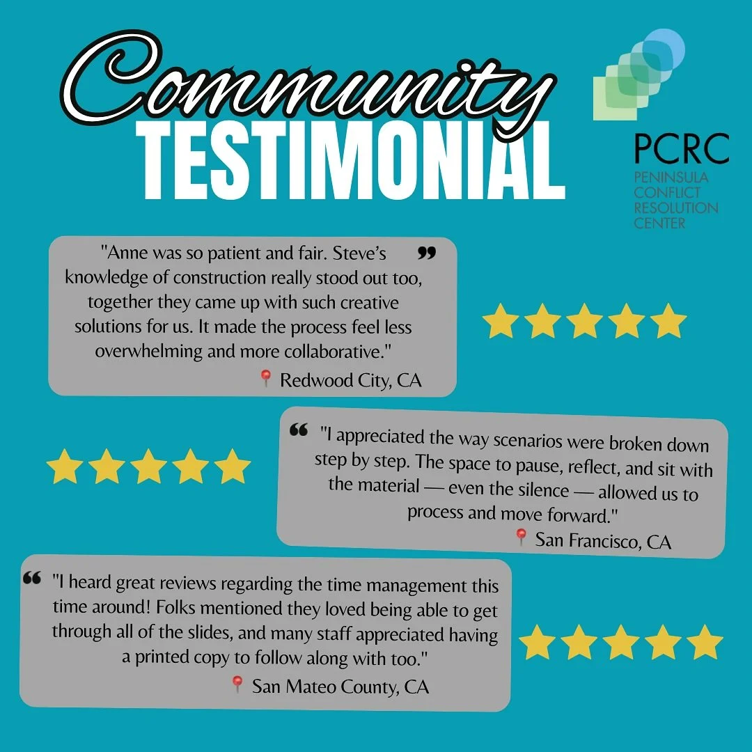 đź’¬ Community voices say it best!
At PCRC, we’re here to listen, guide, and create space for real solutions. 🌟
✨ See what our community is saying…
#PCRCStories #CommunityFirst #MediationMatters