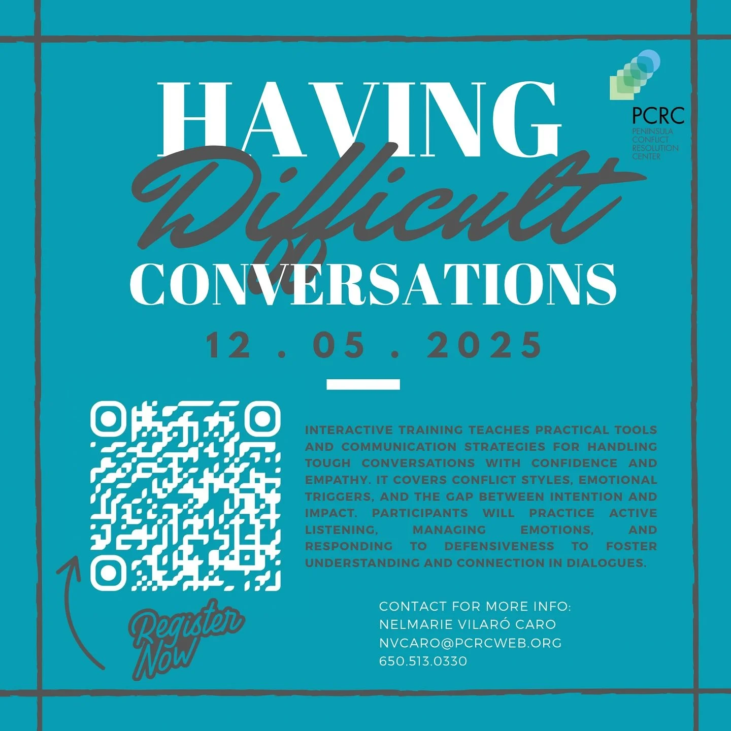 We all face tough conversations &mdash; with coworkers, friends, or family.

What if you could handle them with confidence and compassion? 💬

Join us Dec. 5 for Having Difficult Conversations and gain tools to do just that.

🎟️ Use EarlyBird at che