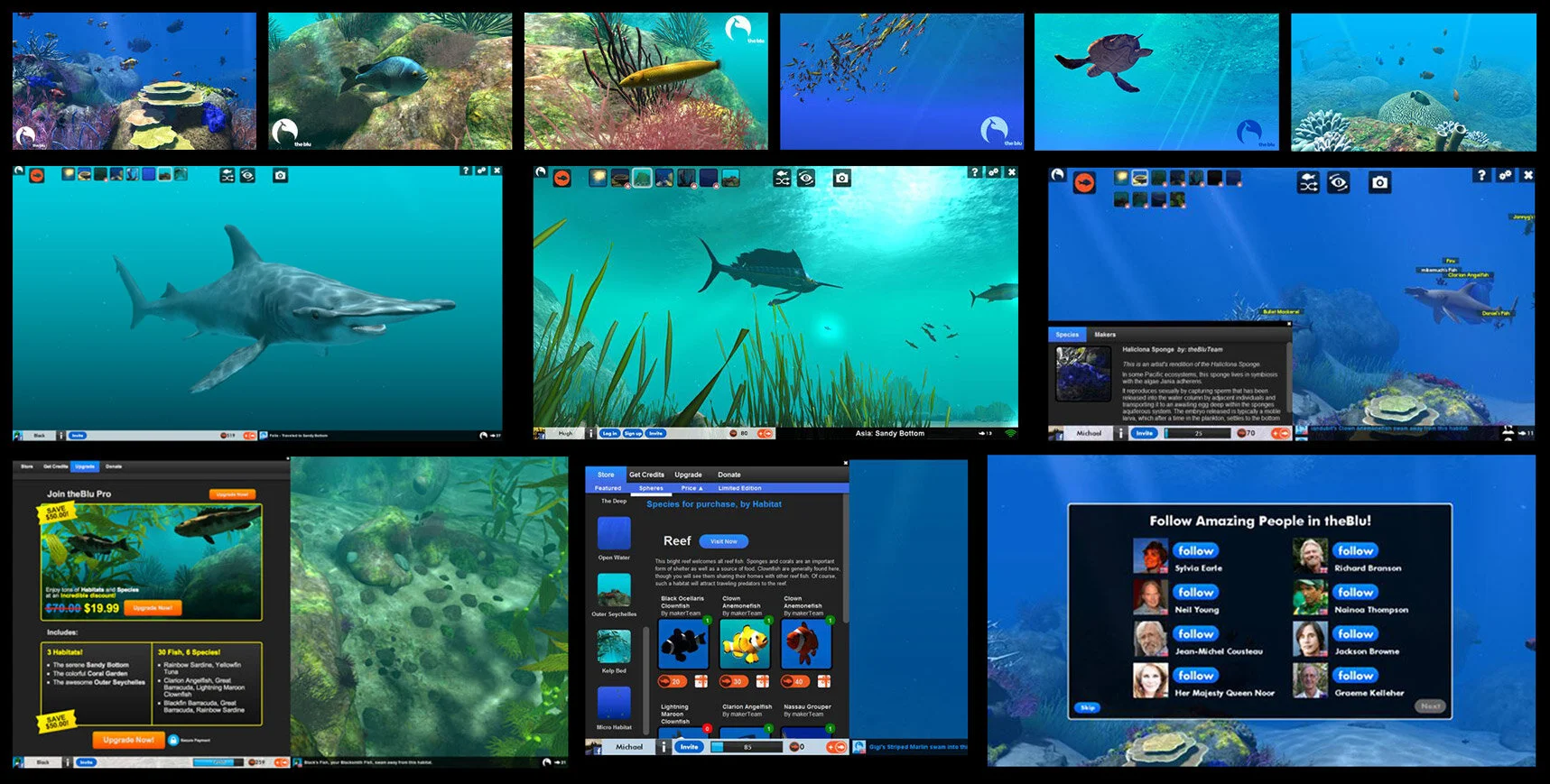  theBlu included 8 different environments and 100+ undersea creatures all based on their real world behaviors  