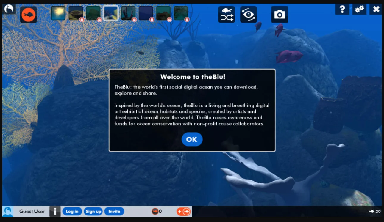  theBlu was a virtual world built for PC &amp; Mac that was the first product I led at WEVR (then known as Wemomedia) 