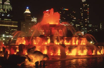 Buckingham Fountain in Grant Park, with the light show that runs from April through October.