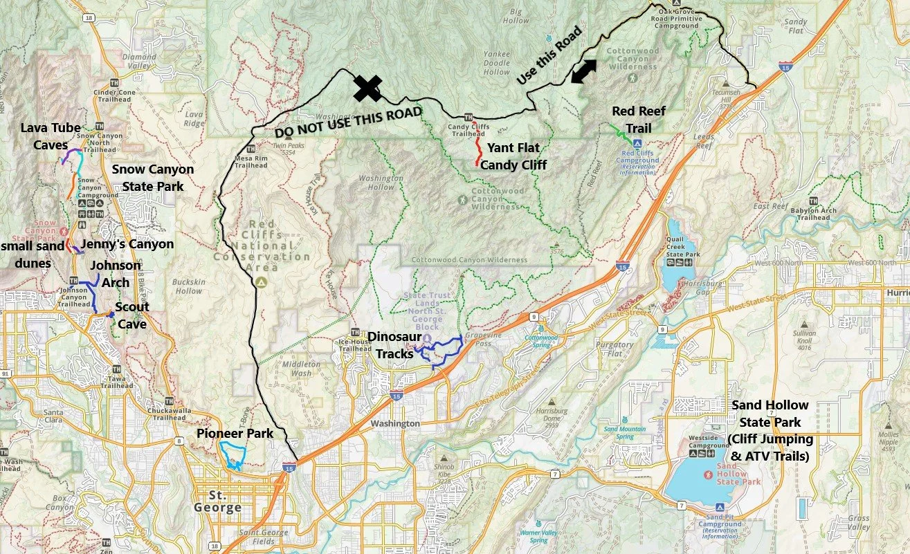 How to get to Yant Flat Candy Cliffs
