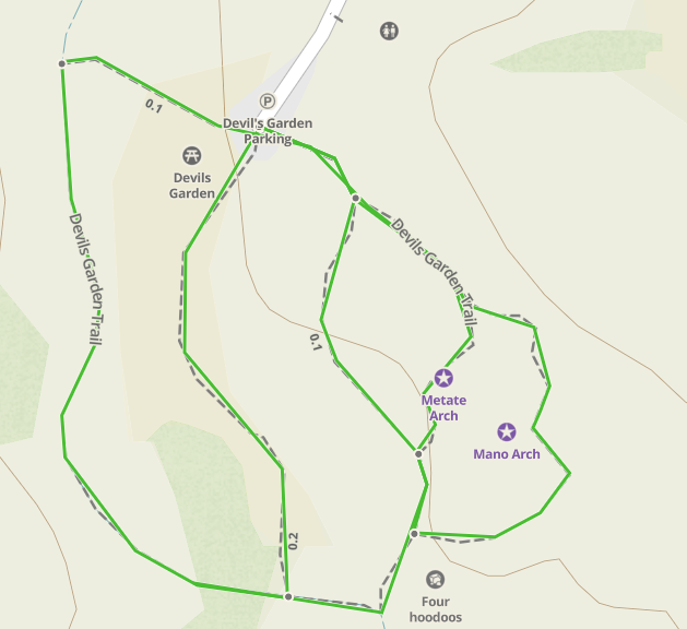 Devils Garden Map to Metate and Mano Arch