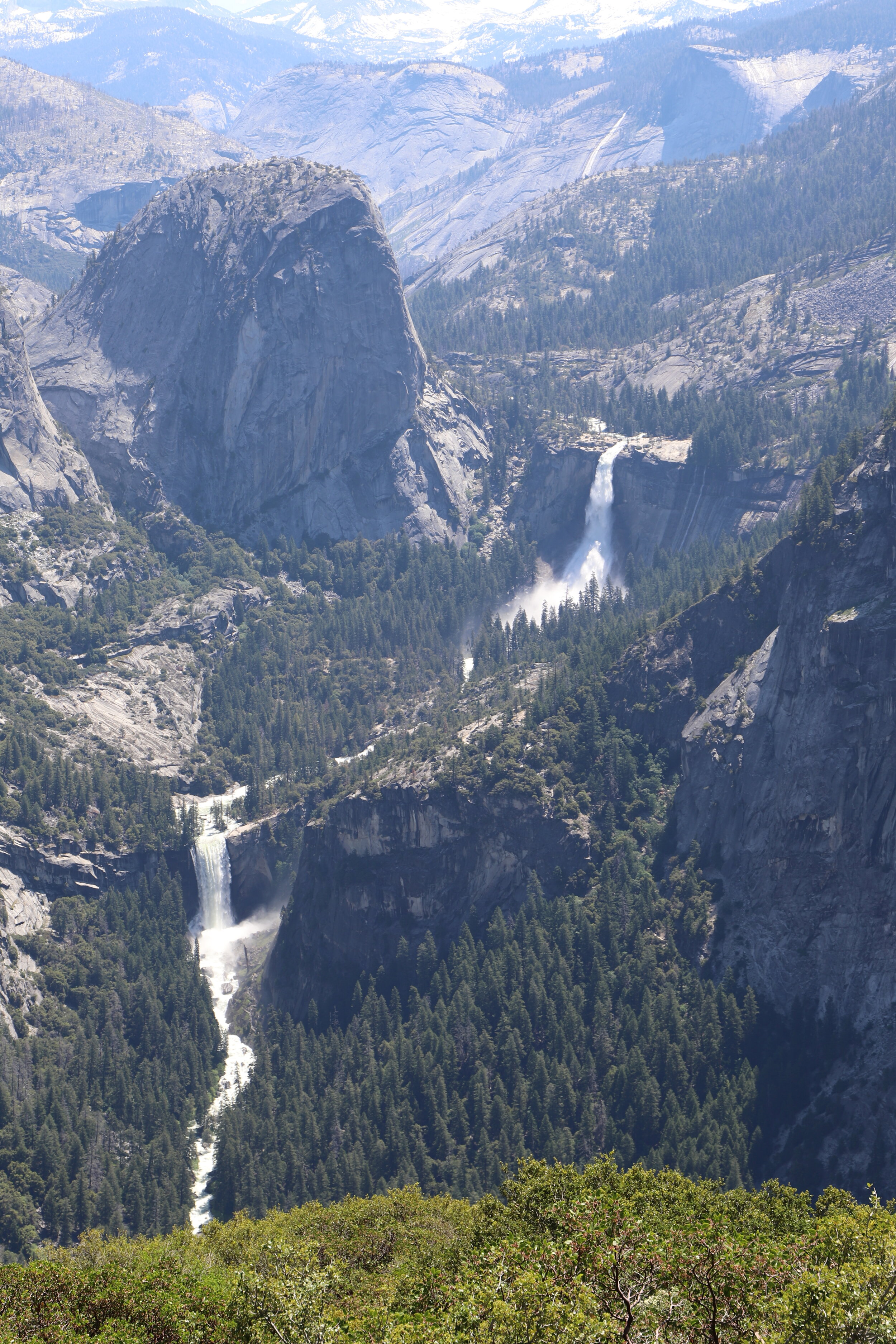 Views of Nevada and Vernal Falls along the Panorama Trail