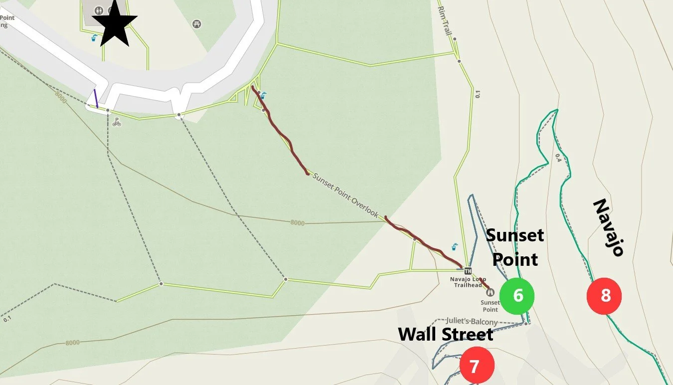 Bryce Parking Map for Sunset Point