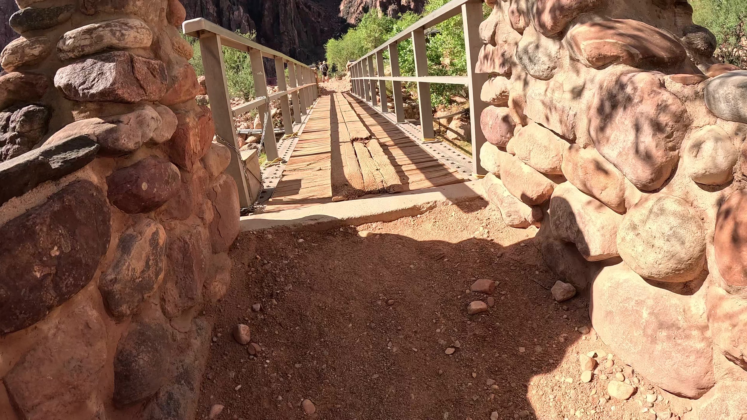 Foot bridge that washed out during 29Aug2026 flood near phantom ranch