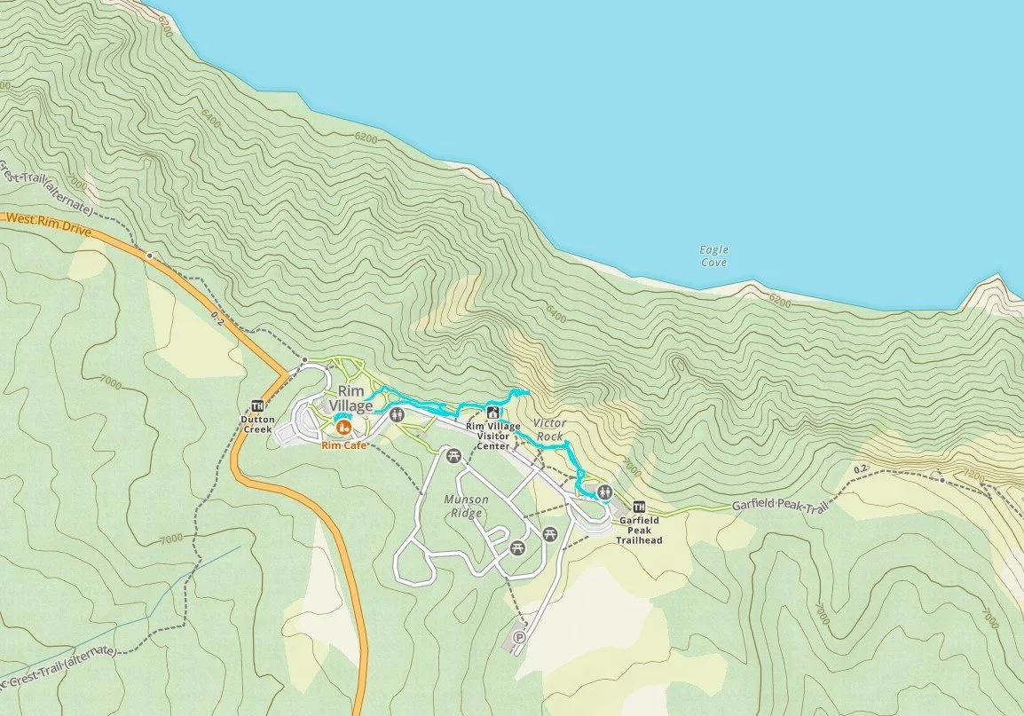 Map of Rim Trail at Crater Lake