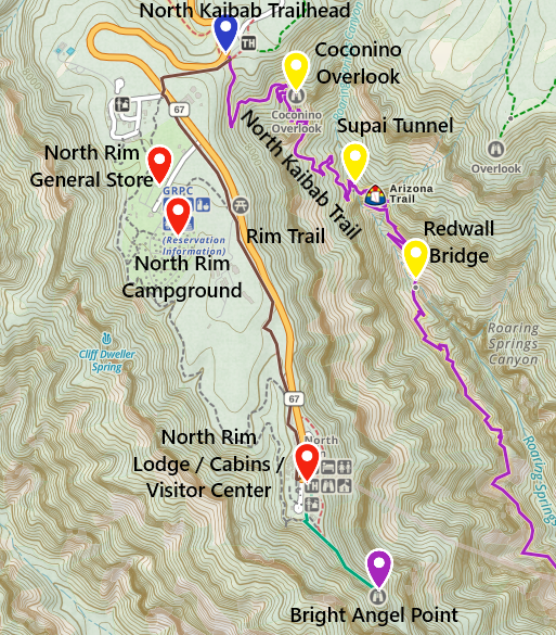 North Rim Grand Canyon Map