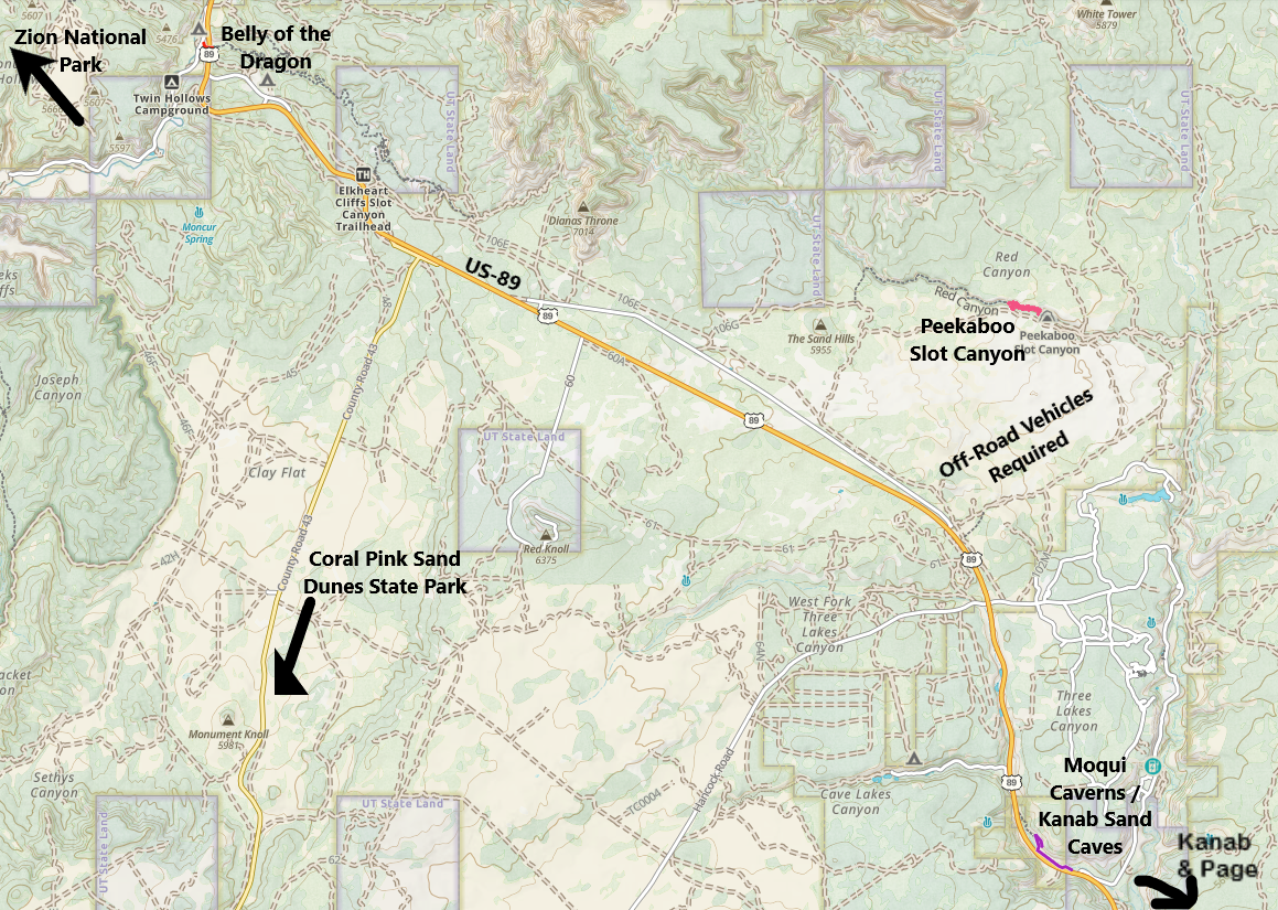 Where are the Kanab Sand Caves?