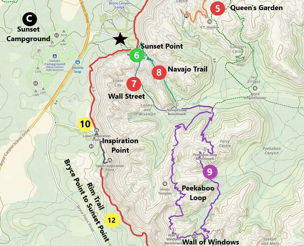 Navajo Loop - Wall Street Map Bryce