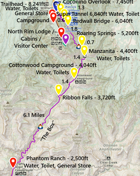 North Kaibab Trail Map
