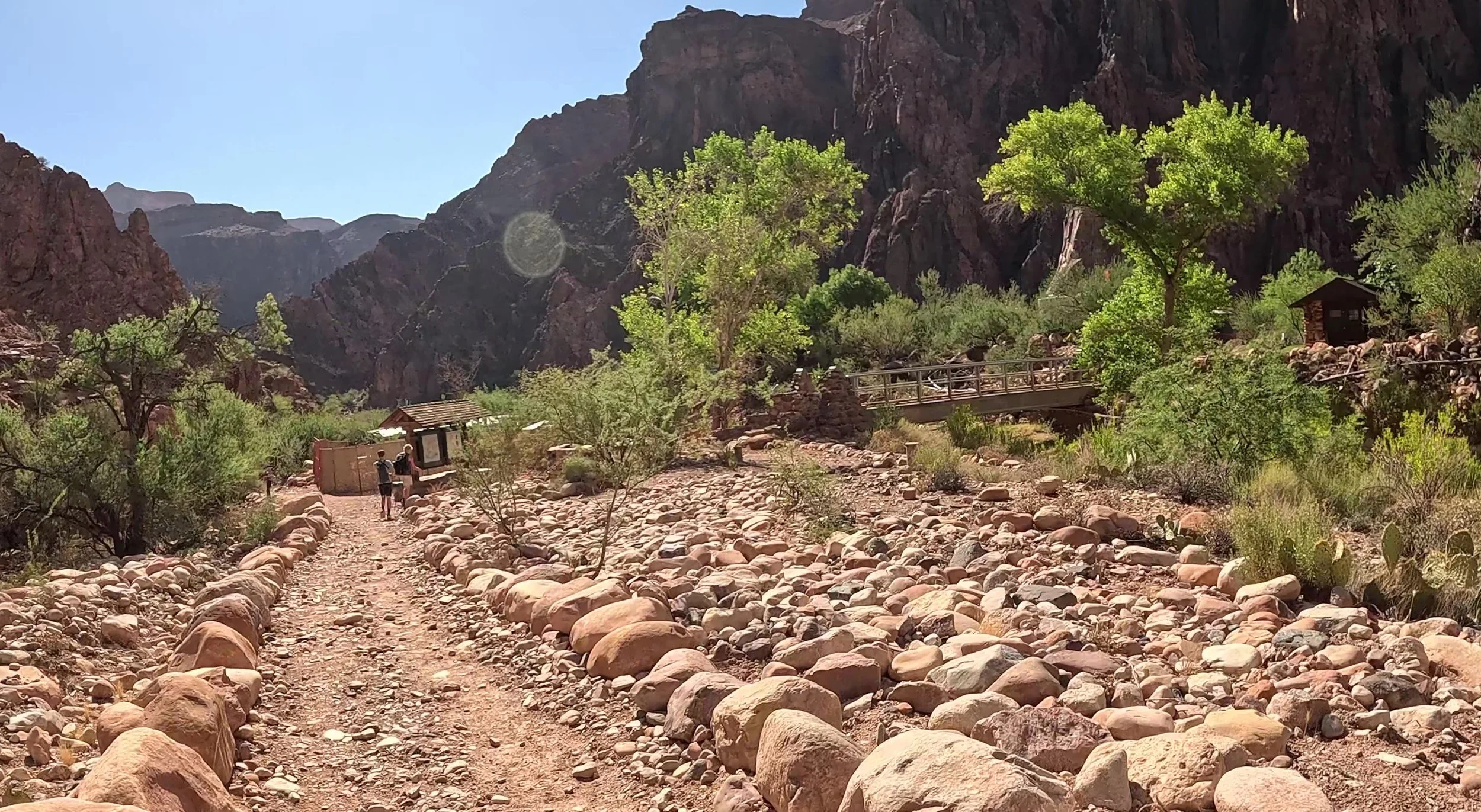 Foot bridge between Bright Angel Campground and Silver Bridge before 2026 flood