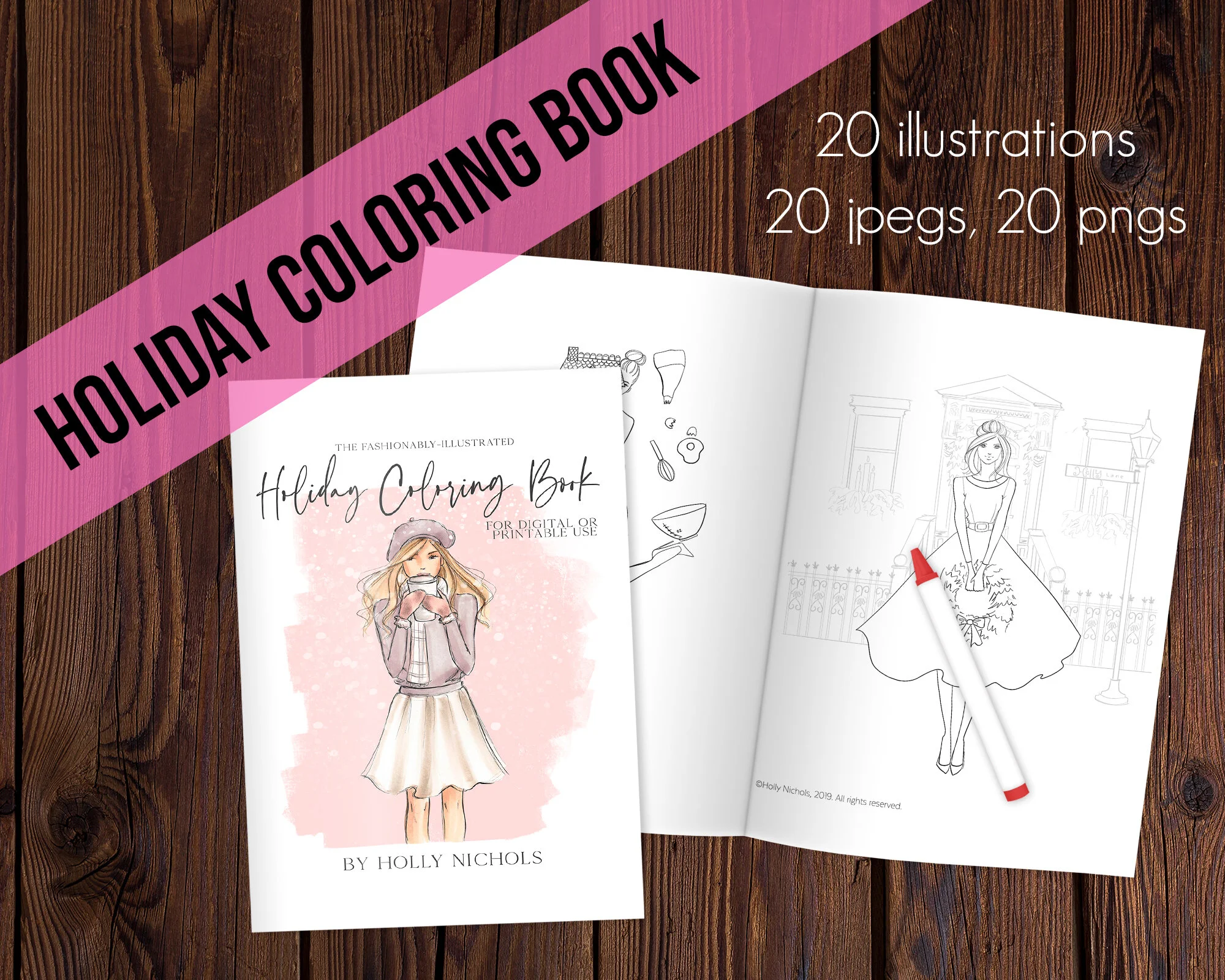 Download Holiday Fashion Illustration Coloring Book Holly Nichols