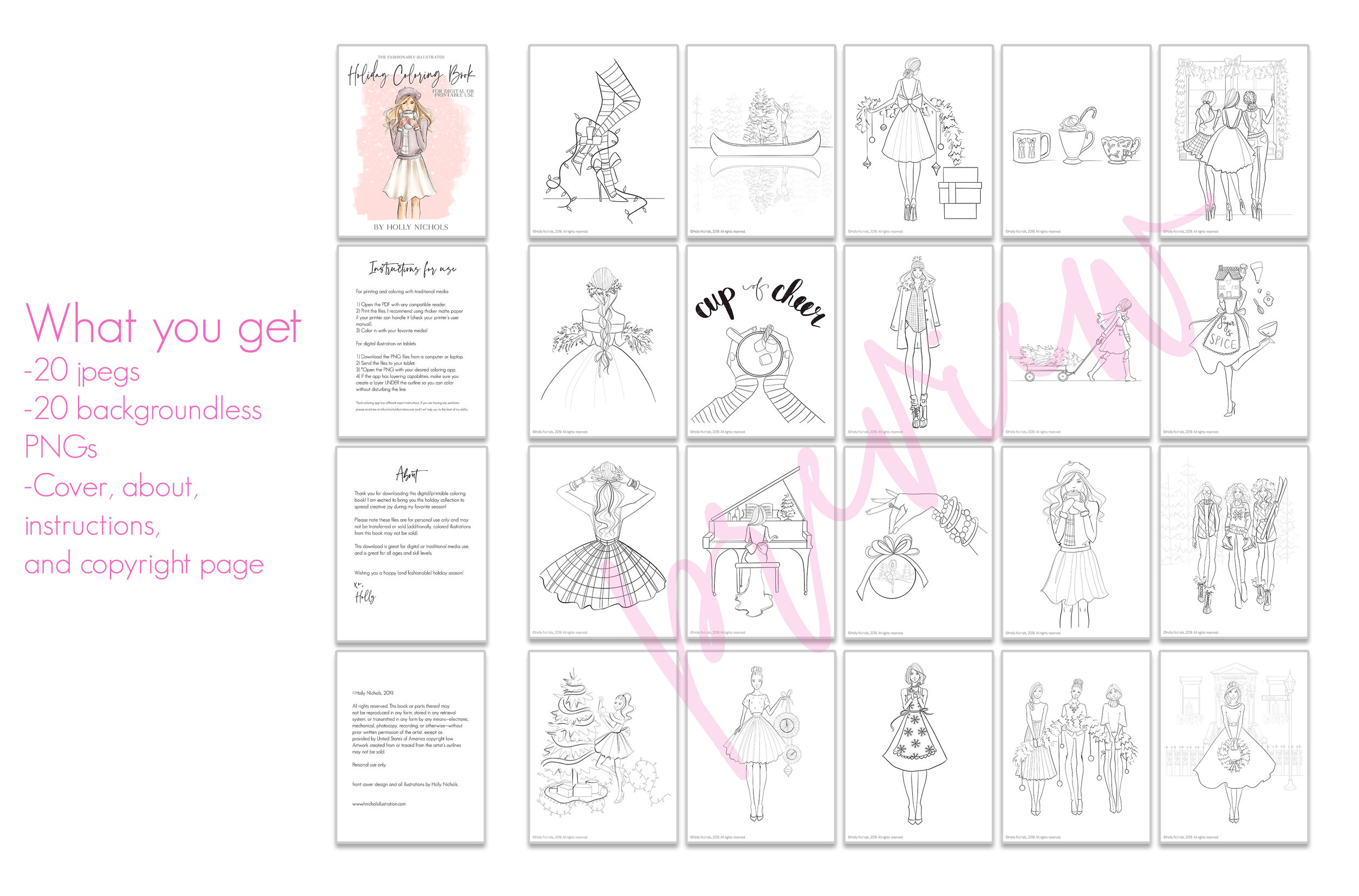Download Holiday Fashion Illustration Coloring Book Holly Nichols