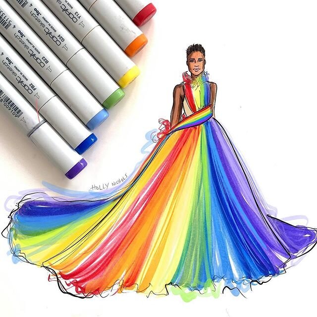 @theebillyporter in @csiriano sketched with @copic_official 🎨 🌈❤️🧡💛💚💙💜 #fashionillustration #copicmarkers