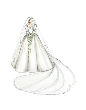 Custom Bridal Gown Illustration/Painting, Single Figure, 11x14